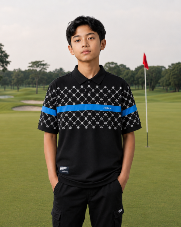 Kaos Kerah Anak Redbox Batik Hitam